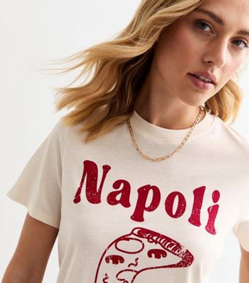 Off White Napoli Pizza Graphic T-Shirt New Look