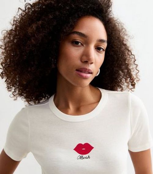 White Mwah Kiss Print Baby...