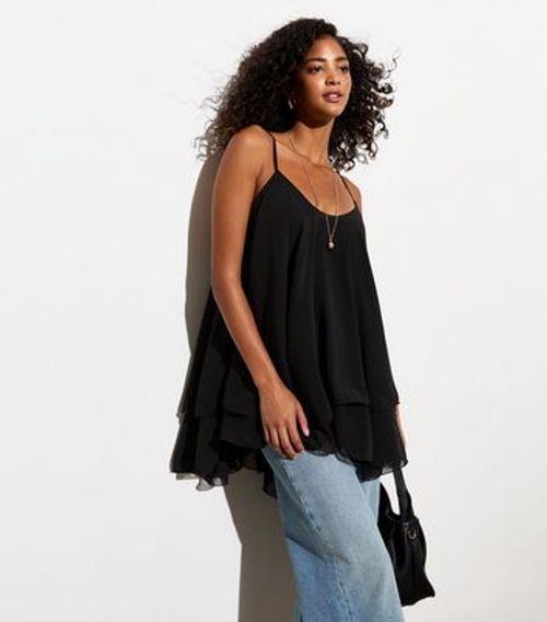 Gini London Black Flared Top New Look