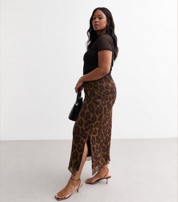 Mid length leopard skirts yellow sales