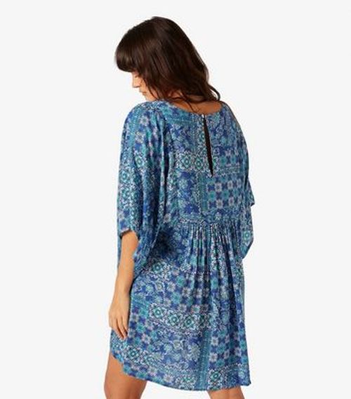 Apricot Blue Patchwork Print Mini Kaftan Dress New Look