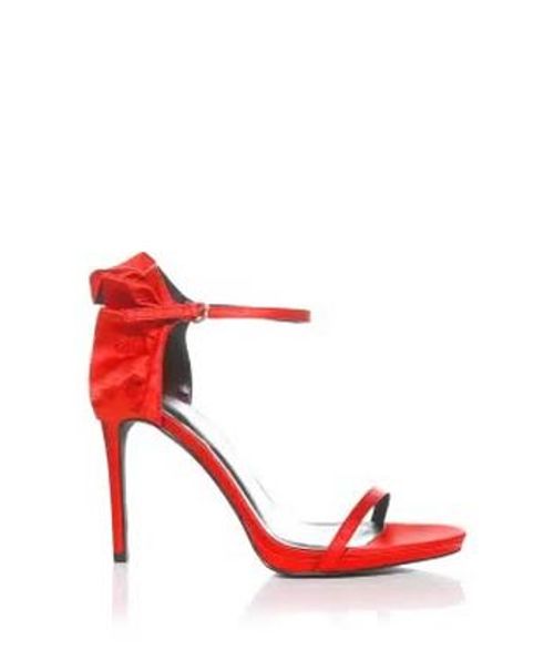 Red Satin Ruffle Back Heeled...