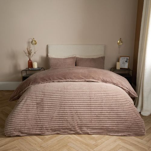 Ribbed Duvet Cover Faux Fur...