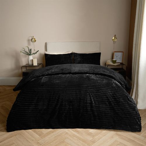 Ribbed Duvet Cover Faux Fur...