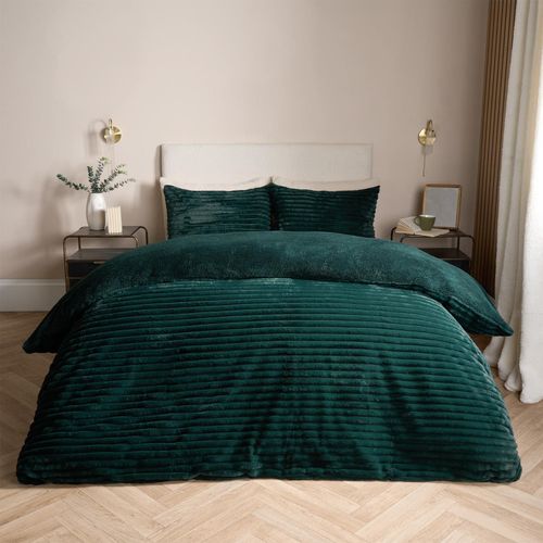 Ribbed Duvet Cover Faux Fur...