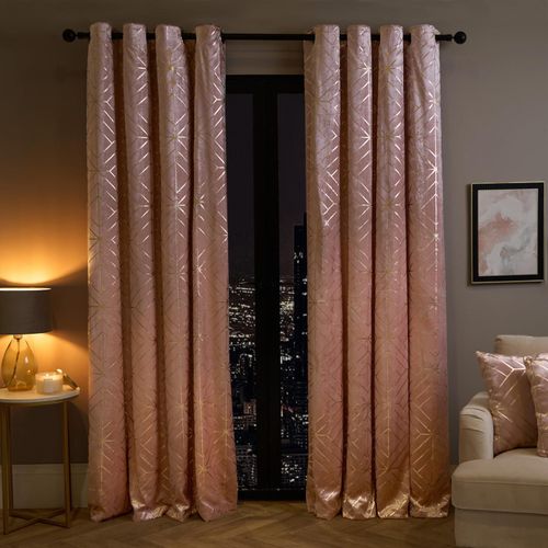 Metallic Velvet Curtains Geo...