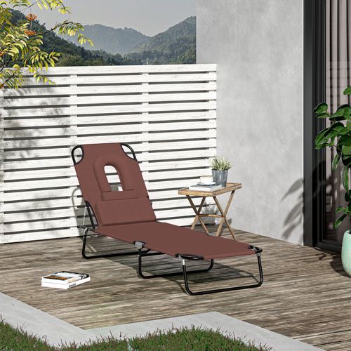 Outsunny Folding Sun Lounger Reclining Chair w/ Pillow Reading Hole