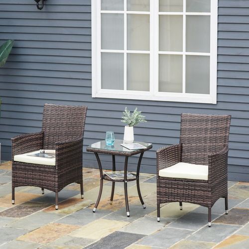 Outsunny 2PC Outdoor Rattan Armchair Wicker Dining Chair Set for Garden