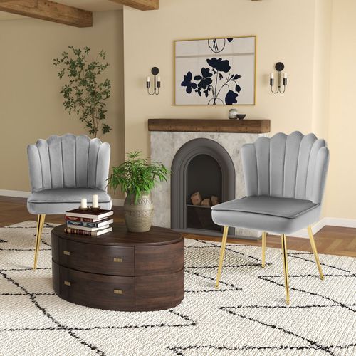 Velvet Shell Accent Chair for...