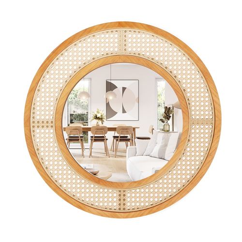 Rattan Round Wall Mirror 65CM...