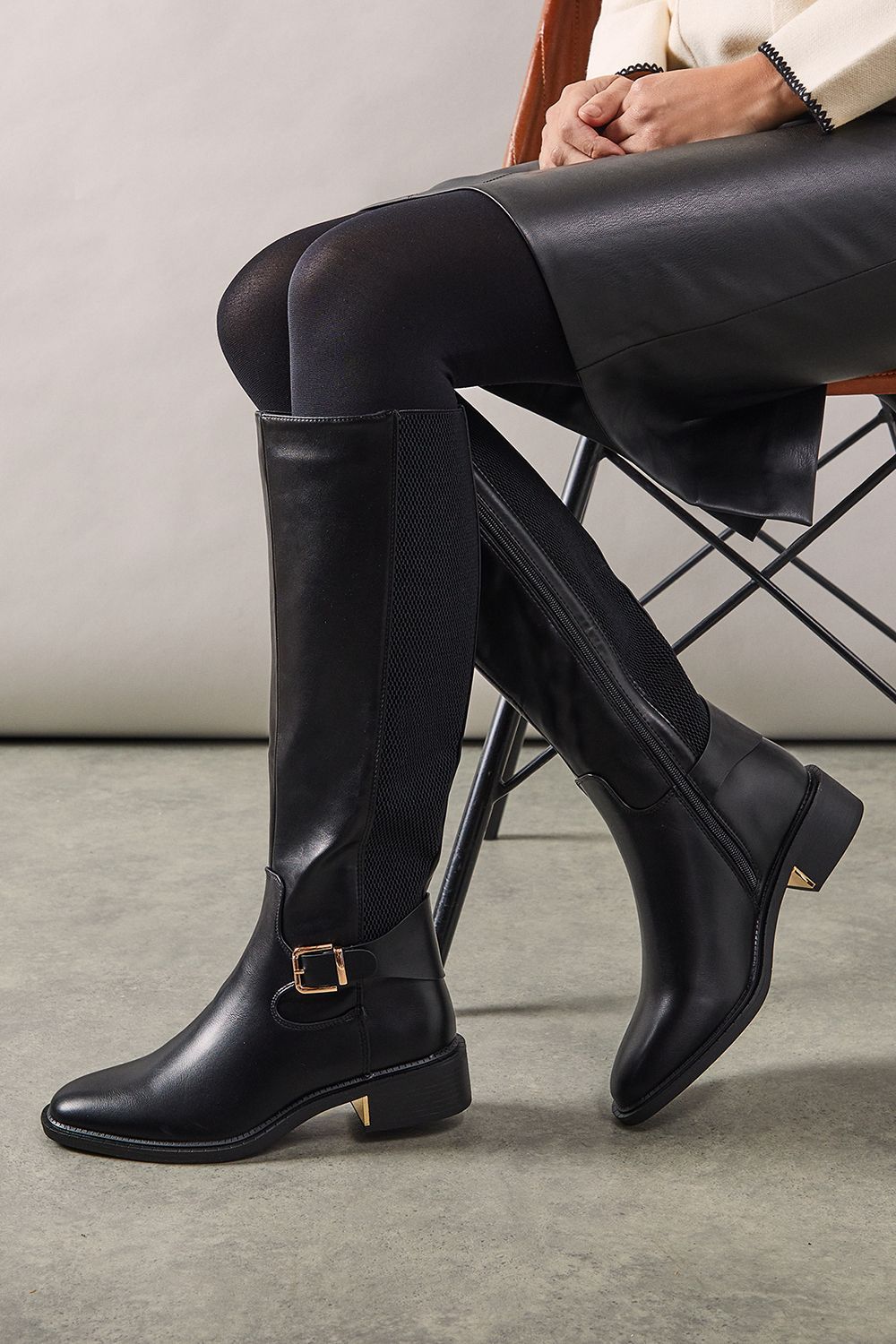 Elastic back knee high boots online