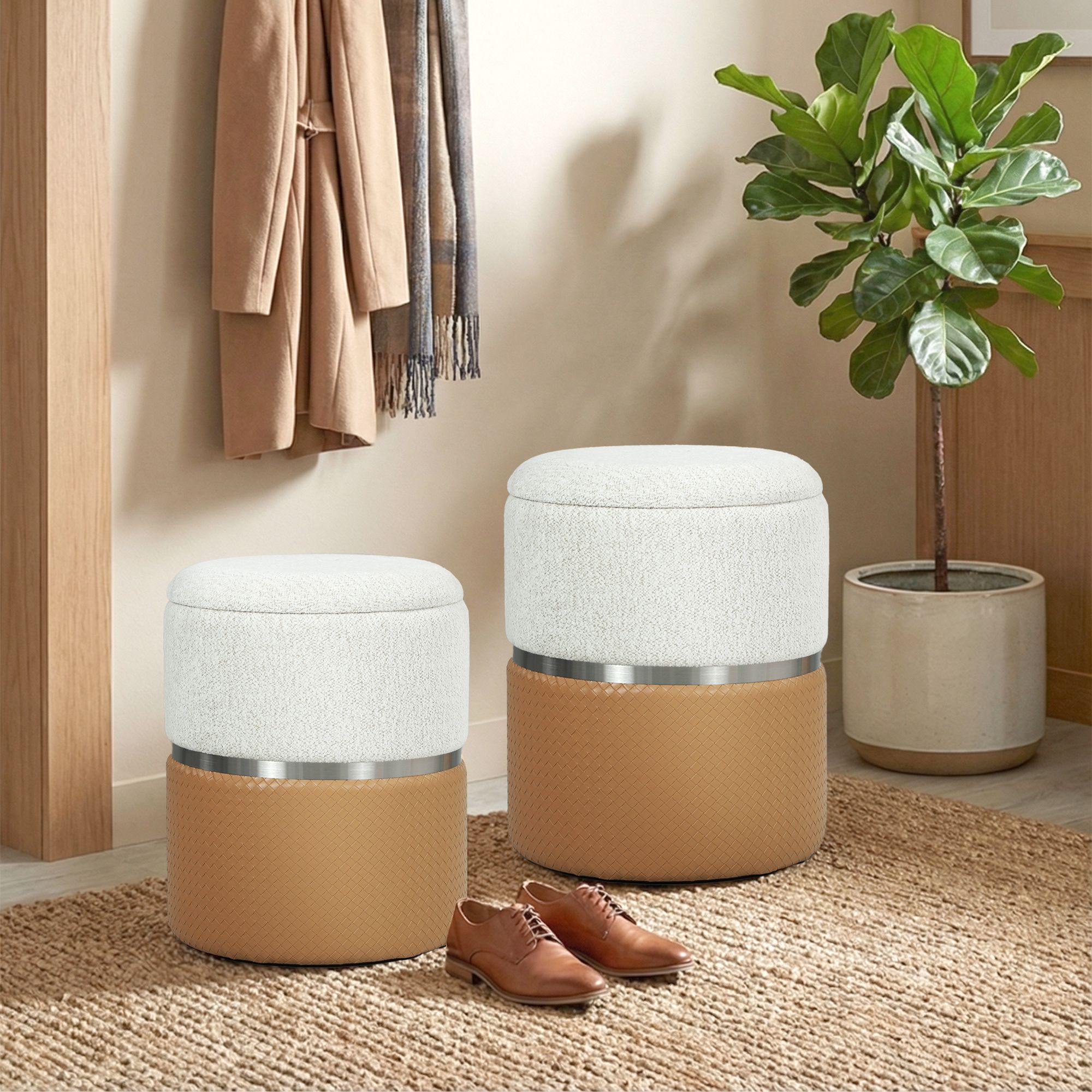 HOMCOM Round Storage Ottoman...