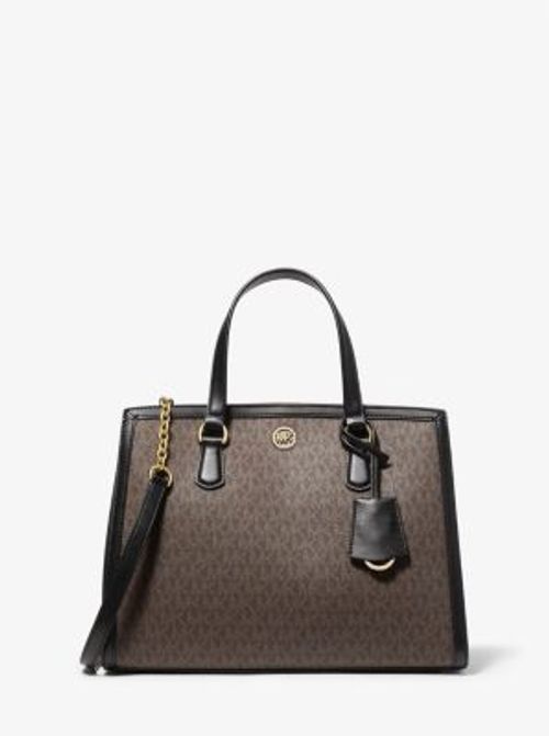 MK Chantal Medium Logo Satchel - Brown - Michael Kors