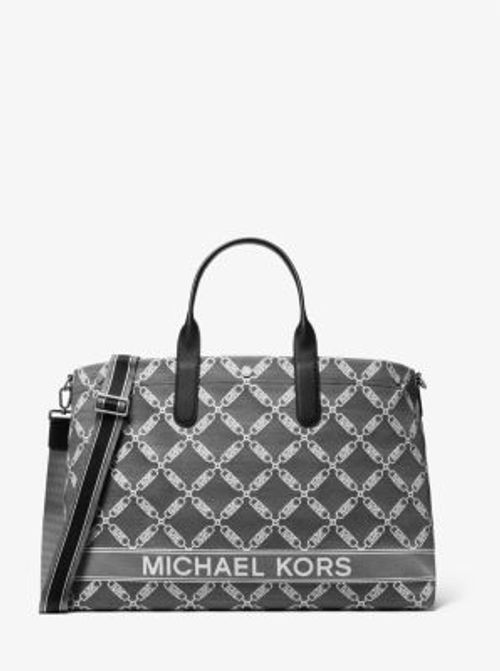 MK Hudson Oversized Empire Logo Jacquard Tote Bag - Black - Michael Kors