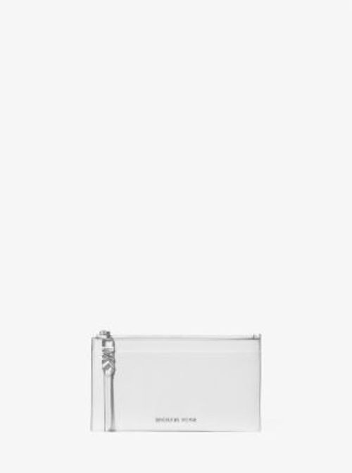 MK Empire Large Pebbled Leather Card Case - White - Michael Kors