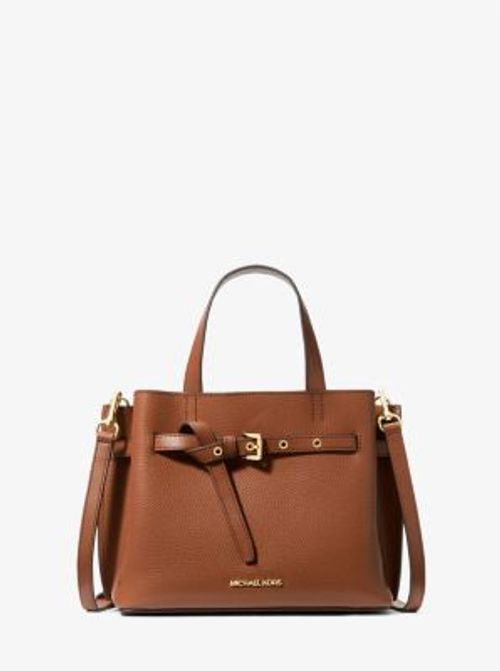 MK Emilia Small Pebbled Leather Satchel - Brown - Michael Kors