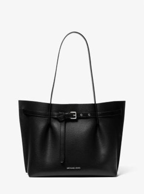 MK Emilia Large Pebbled Leather Tote Bag - Black - Michael Kors