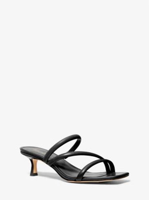 MK Celia Leather Kitten Sandal - Black - Michael Kors