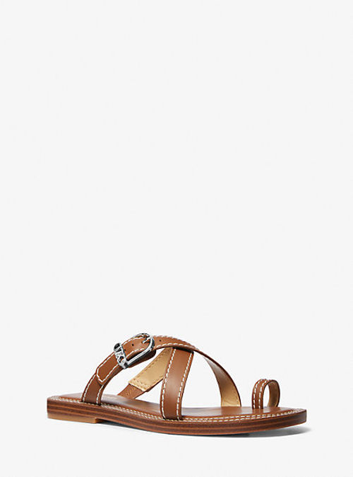 MK Ashton Leather Flat Sandal...