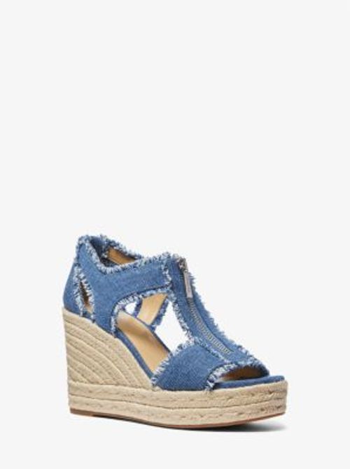 MK Berkley Frayed Denim Wedge...