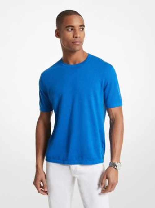 MK Linen Blend Shirt - Blue -...