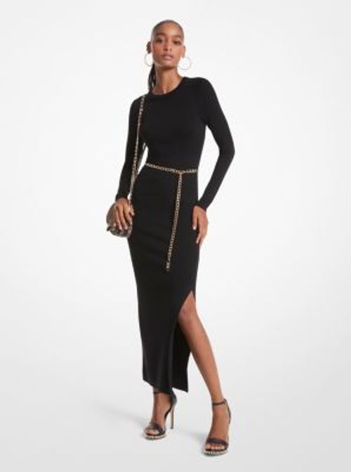 MK Wool Blend Belted Midi...