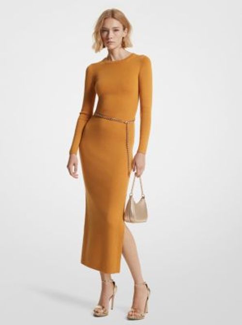 MK Wool Blend Belted Midi...