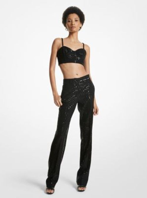 MK Pinstripe Sequined Crepe...