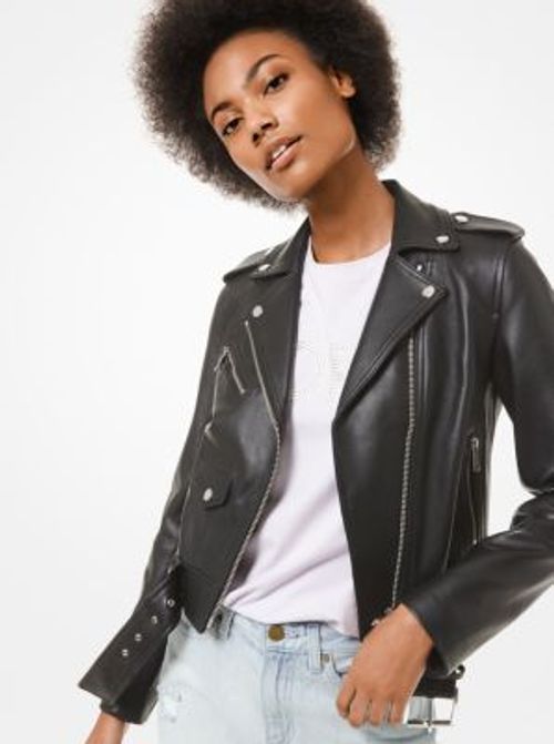 MK Leather Moto Jacket -...