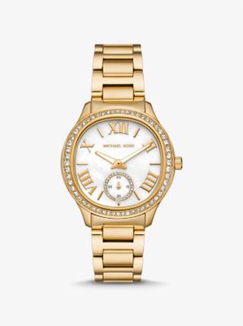 MK Sage Pavé Gold-Tone Watch...