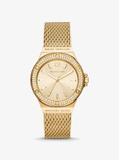 MK Lennox Pavé Gold-Tone Mesh...