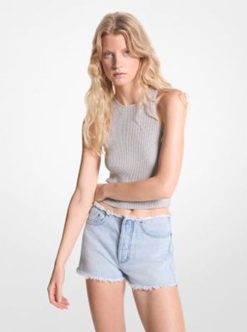 MK Frayed Denim Shorts - Blue...