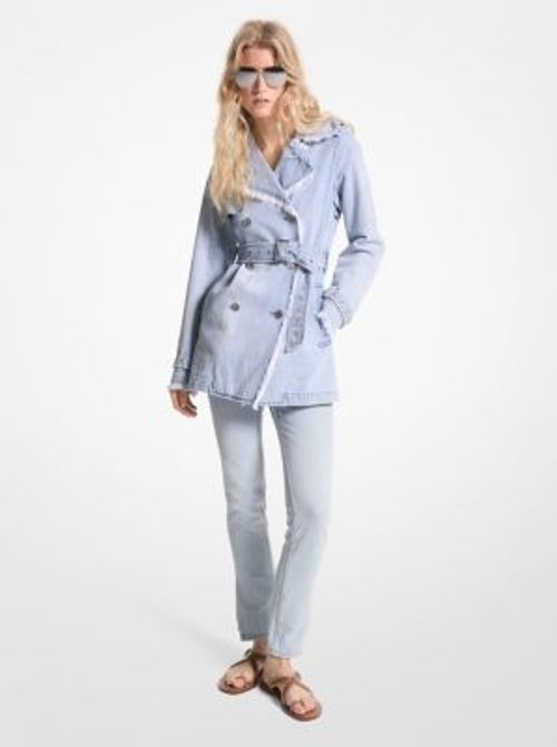 MK Frayed Denim Trench Coat -...