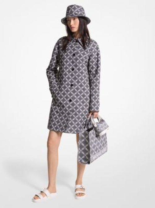 MK Empire Logo Jacquard Balmacaan Coat - Black - Michael Kors