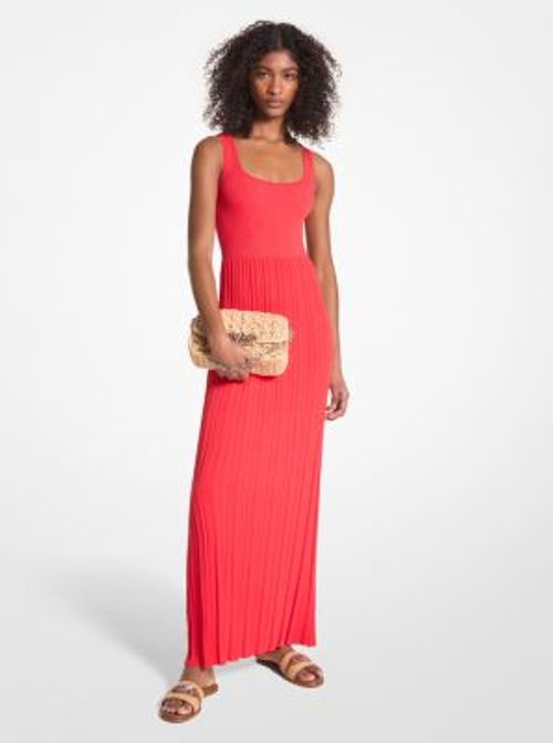 MK Ribbed Stretch Knit Maxi Dress - Pink - Michael Kors