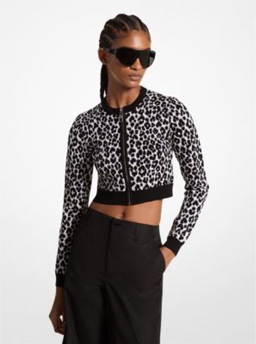 MK Leopard Jacquard Knit Zip...