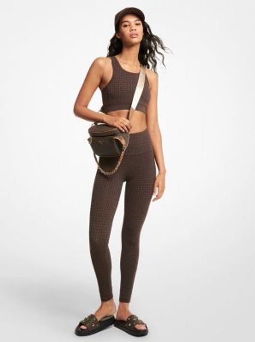 MK Logo Stretch Nylon Tights - Brown - Michael Kors