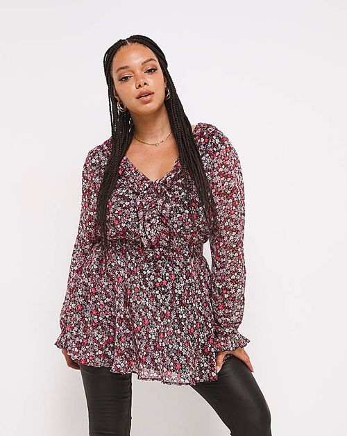 Ruffle Front V-Neck Smock Blouse, Compare