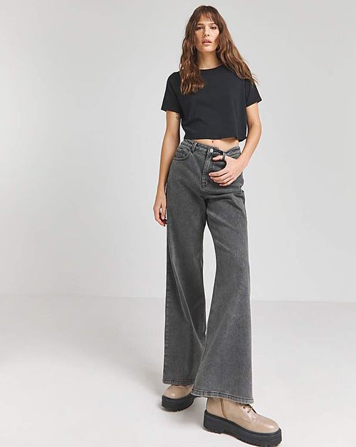 Washed Black 00s Wide Leg Jean