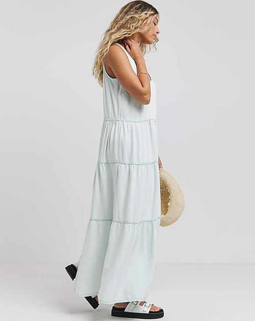 Light Wash Smock Maxi Dress