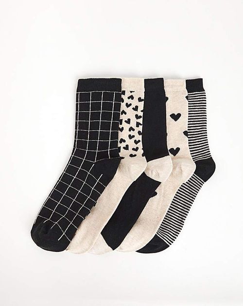 5 Pair Pack Ankle Socks Wide...