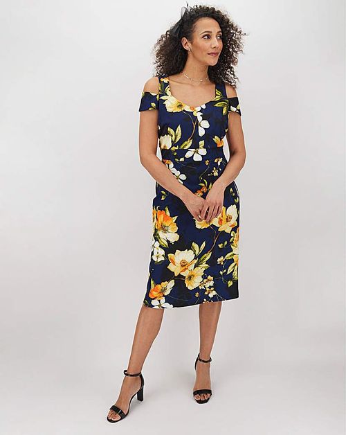 Navy Floral Cold Shoulder...