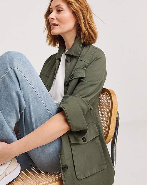 Khaki Stretch Utility Jacket