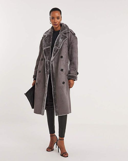 Grey Longline Aviator Jacket