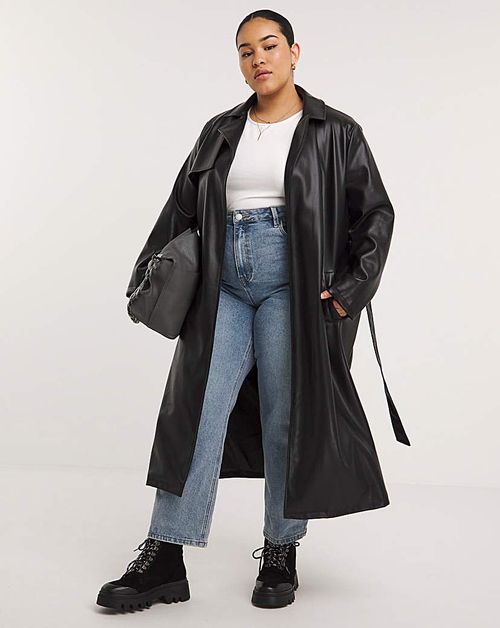 Black PU Trench