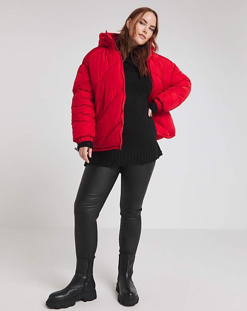 Red Chevron Padded Short Coat