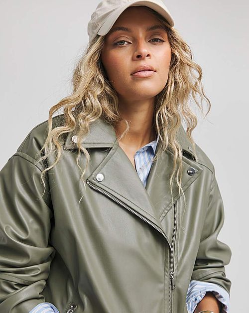 Sage Faux Leather Oversized...