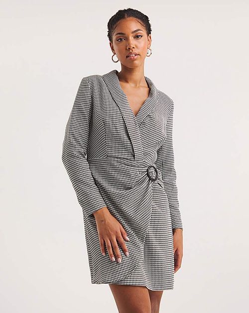 Check Twist Blazer Dress