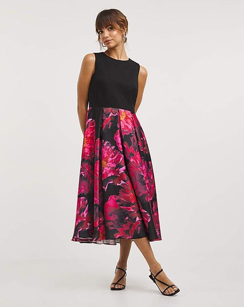 Joanna Hope Floral Scuba Prom Midi Dress