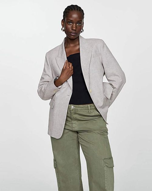 Mango Houndstood Linen Jacket...